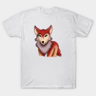 Cute Red Wolf Drawing T-Shirt